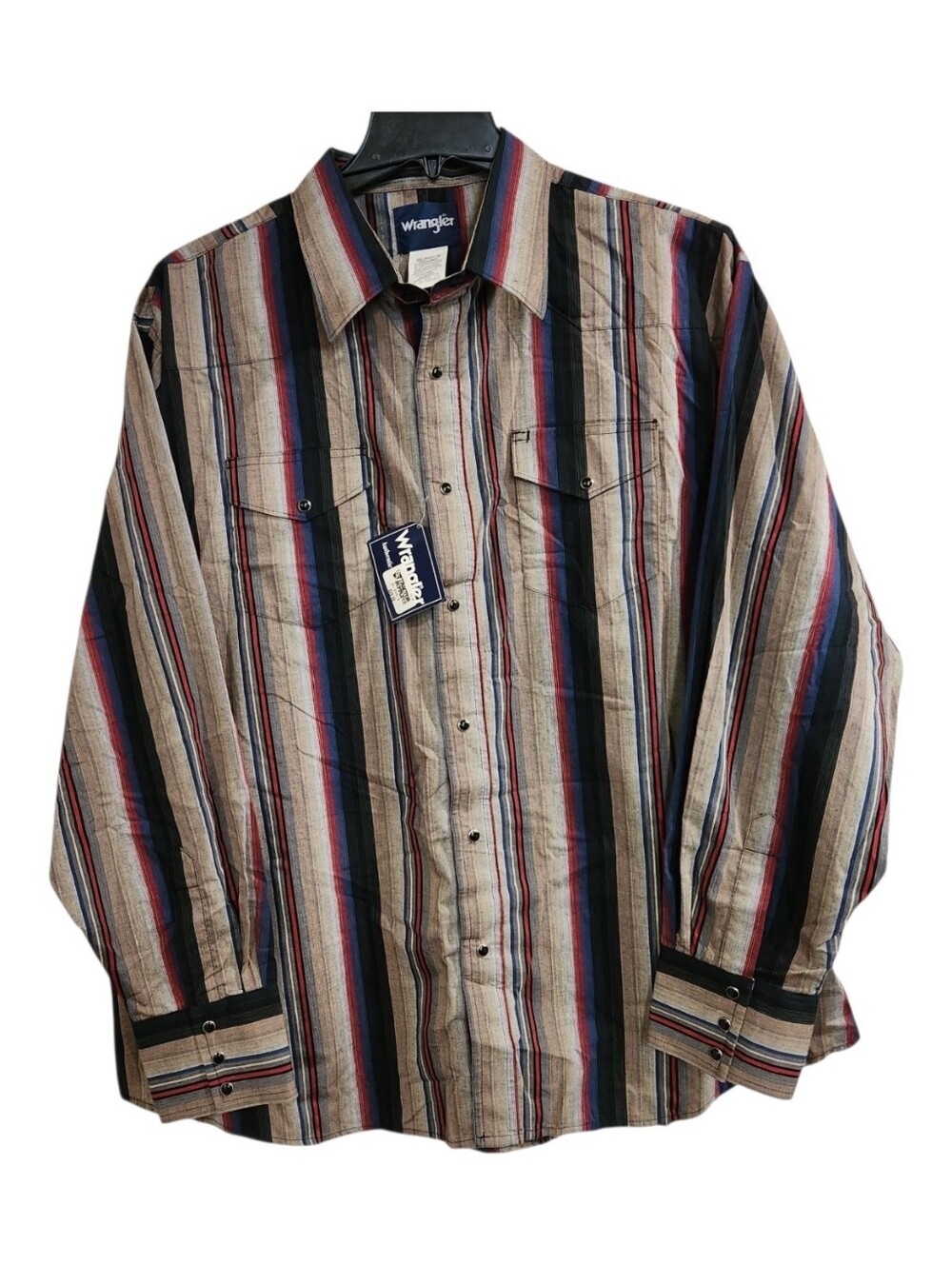 NWT Wrangler Cowboy Cut Western Shirt XXL Pearl Snap Striped Rodeo Ranch *Flaw